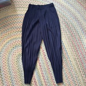 Nanako Crinkle Stretch Polyester Pants Navy OS